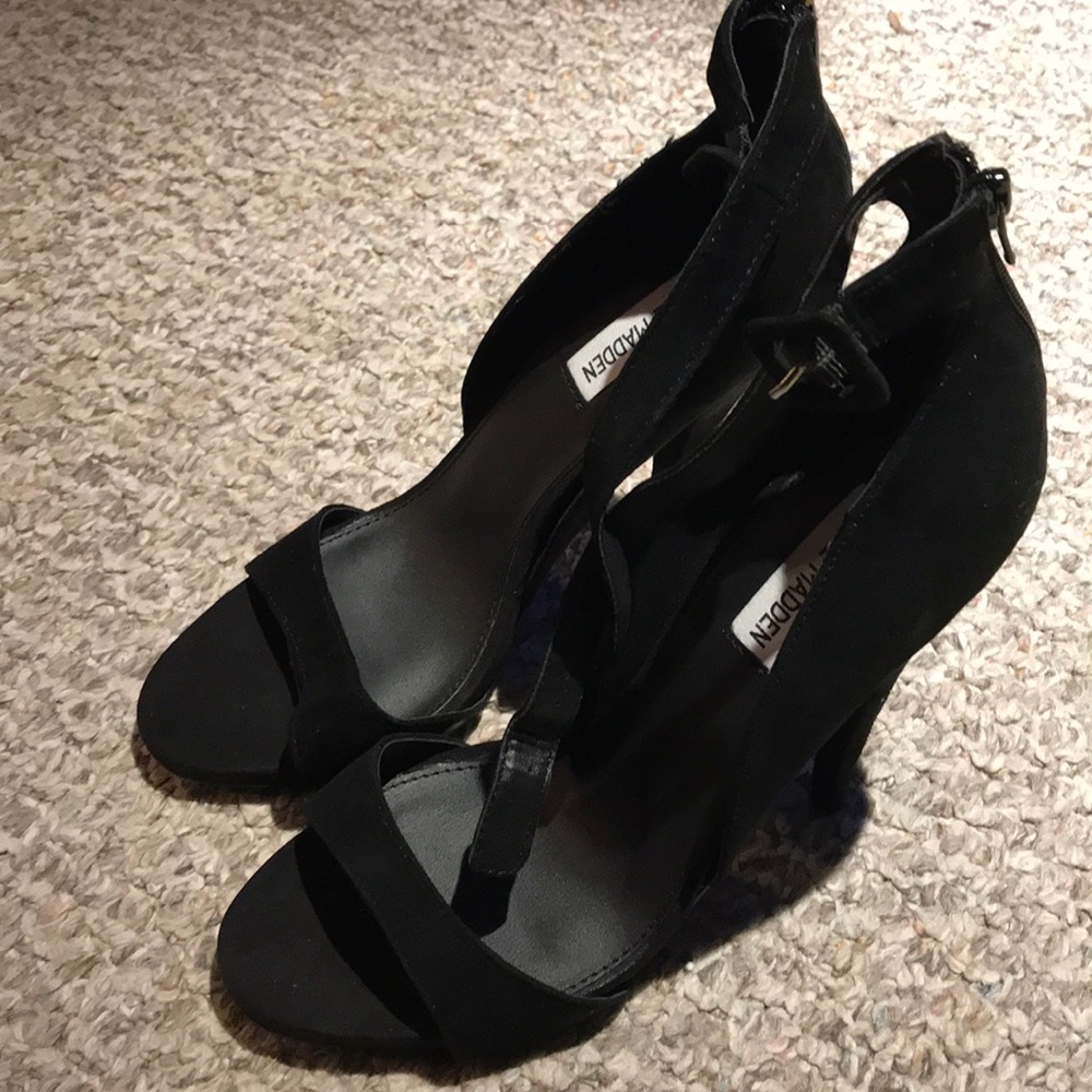 Sexy black suede sandals